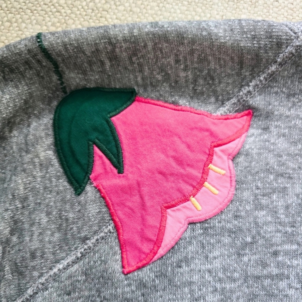 Springfoot Vintage Gray Floral Appliqué Sweatshirt Made in USA Size Large - Picture 6 of 6